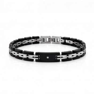 Pulsera Negro Plateado...